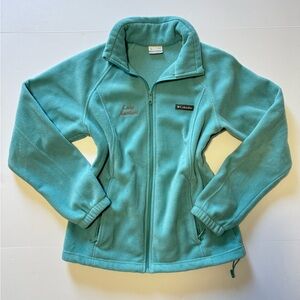 Columbia Women’s Fleece Jacket Size Lg Teal Full Zip Rocky Mountains Embroidered